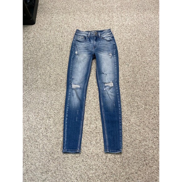 27 Kancan High Rise Distressed Paper Bag Waist Skinny - Picture 1 of 6